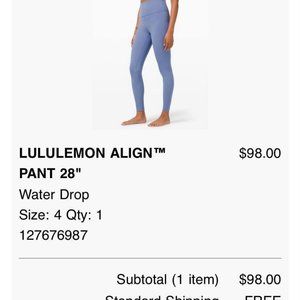 Lululemon Align 28 Inch Legging - color Water Drop